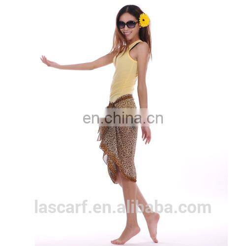 leopard printed polyester chiffon sarong pareo