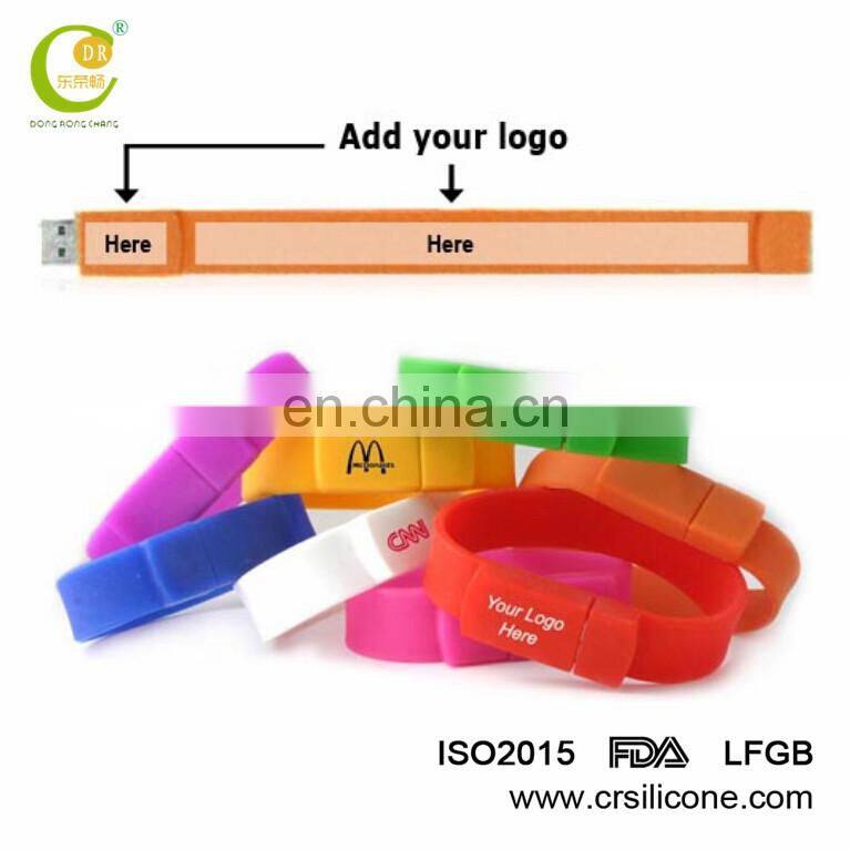 Waterproof Custom Promotion Gift Colorful Silicon Wristband/ Bracelet Usb Flash Drive