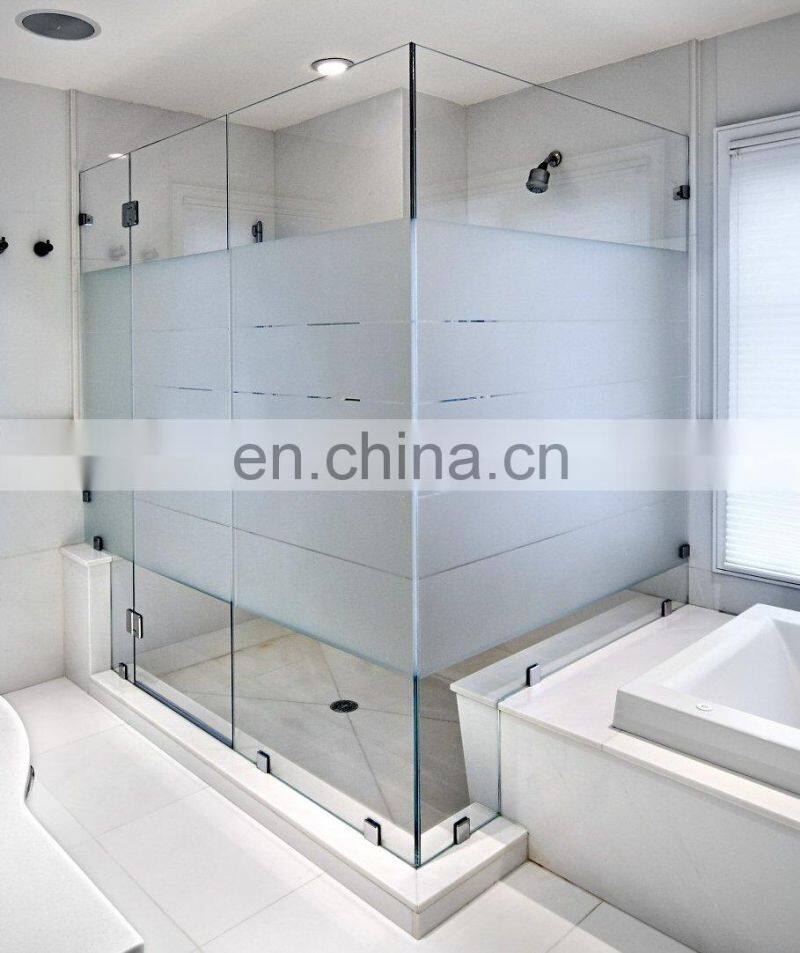 Half frosted shower glass door bathroom contemporary glass door