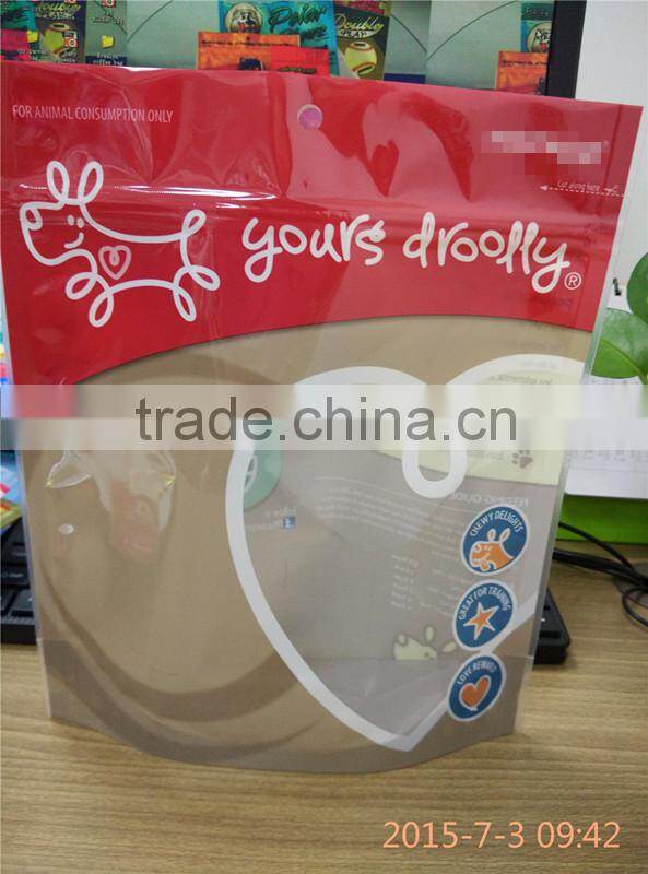 customer printed zipper stand up pouch for pet dog treats