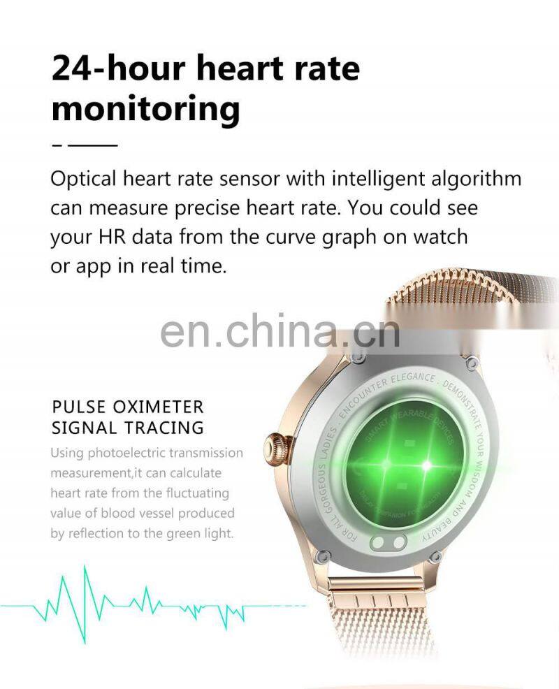 KW10 PRO Lady Women Full Touch Screen IP68 Waterproof Heart Rate Monitor Fitness Stainless Steel Strap Reloj Smart Watch