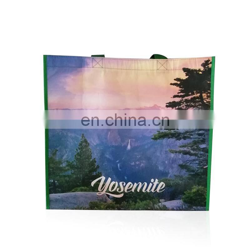 Eco friendly reusable rpet fabric bag recycled material shopping totes bags with lamination