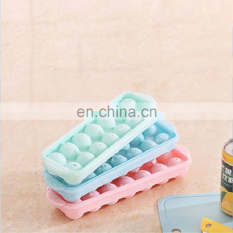 14 Grid 3D Round Balls Ice Molds Plastic Molds Ice Tray Home Bar Party Ice Hockey Holes Making Box Molds With Cover DIY Moulds