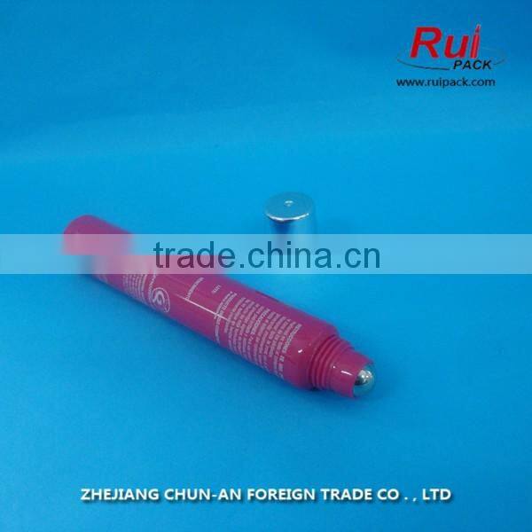 plastic tube with metal roller ball for personal care ,PE squeeze tube for skin care