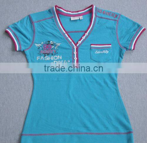 Best selling!womens cotton polo t-shirt with contrast collar/women polo v-neck t-shirt/polo sport t-shirts for women