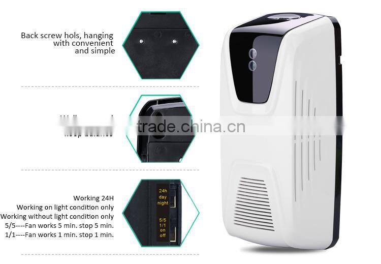 Factory new style essential oil digital air fragrance dispenser wall hang fan driver refillable automatic perfume dispenser