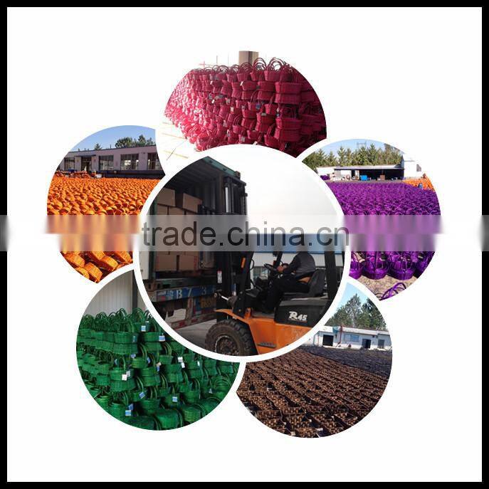 set of 3 hand made and durable trapezidal shaped home storage buckets with handle and flower patterns