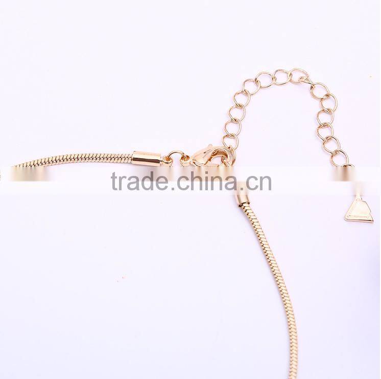 2016 Fashion long chain crystal pendant necklace simple design women jewelry