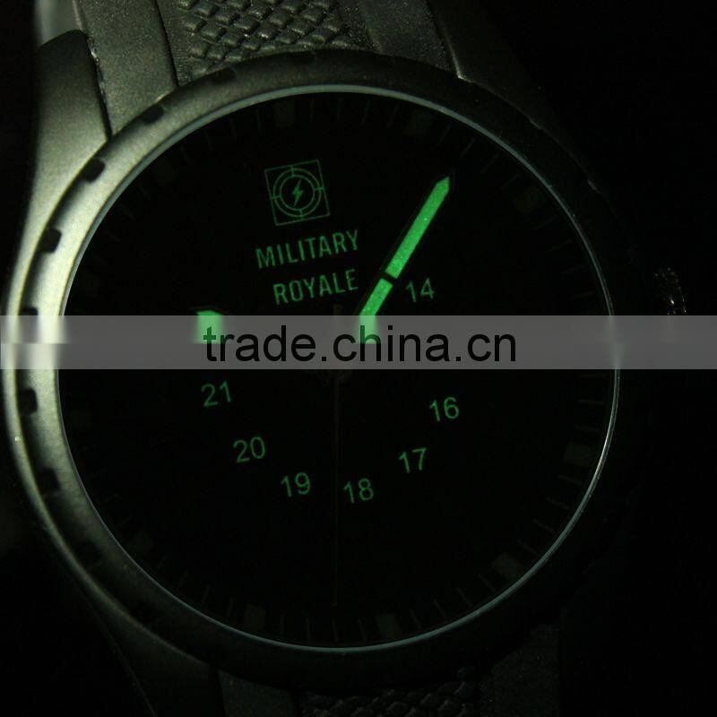 Military Royale Men's Hand Watch Black Rubber Strap Quartz Water Resistant Watch Polit Watch