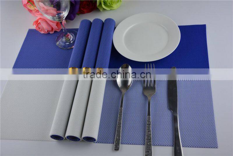 Newest PVC blue grid Placemat fashion pvc dining tab0le mat disc pads bowl plates coasters waterproof table cloth pad