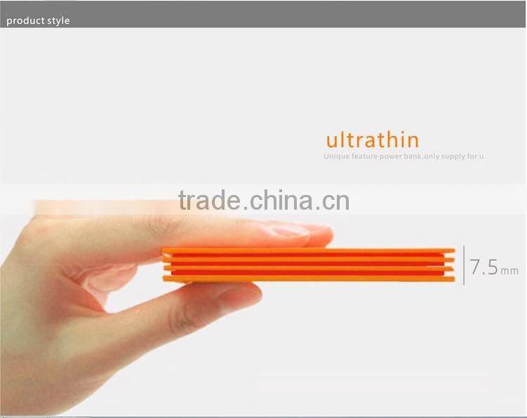 2016 ultra thin credit card size power bank battery charger