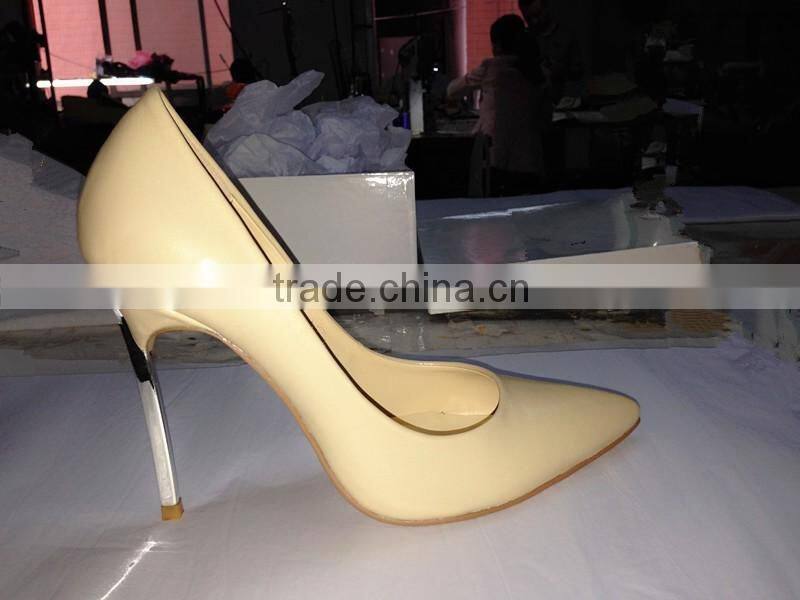 China women shoes factory 2016 high heels silver metal heels logo free change color allowed factory direct sexy stiletto shoes