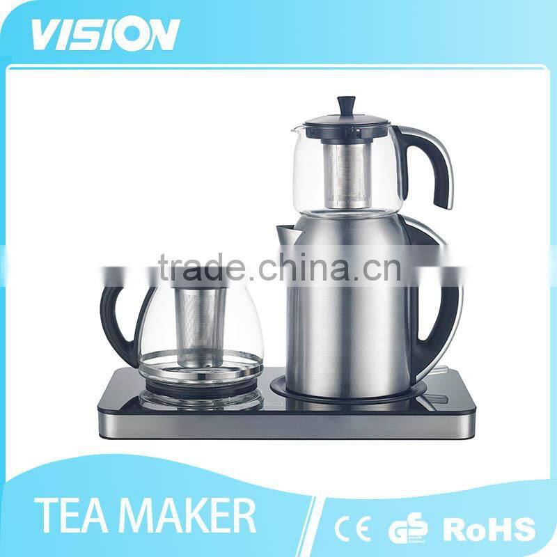 8993T-H3 Electric Tempered Glass Tea maker set with turkish kettle