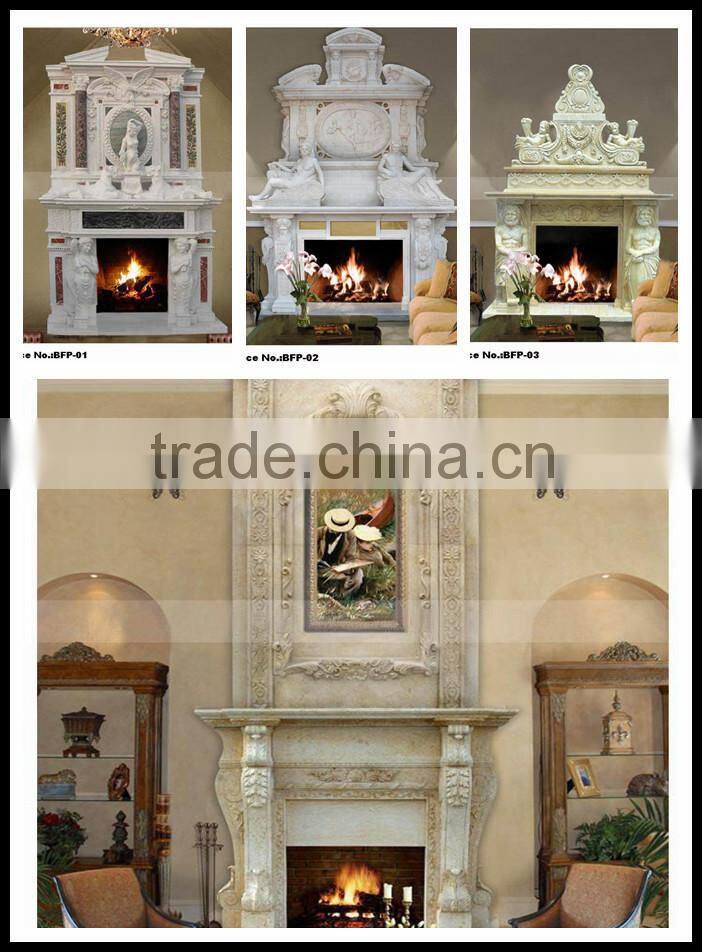 Hand Carved Statuary Streamline Stone Column Fireplace