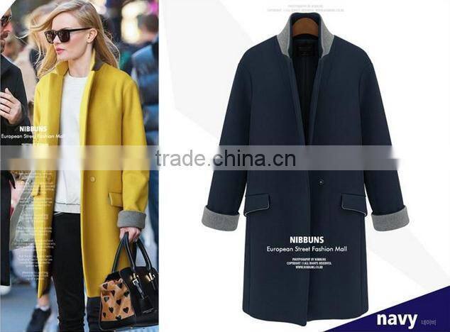 Lovaru Women's Double Breasted Female Coats Overcoat Long Wool Blends Trench Coat