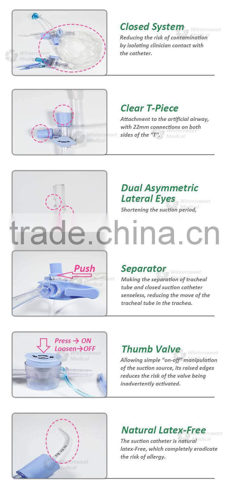 Disposable medical grade respiratory close suction system