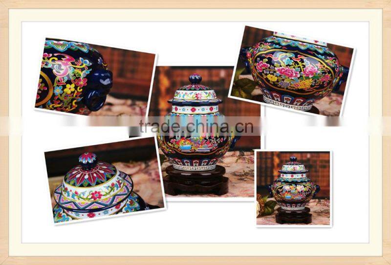 2016 Unique shape colorful ceramic food jar for home decor
