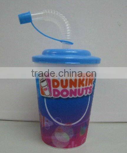 cartoon kids drinking cup with flexible straw