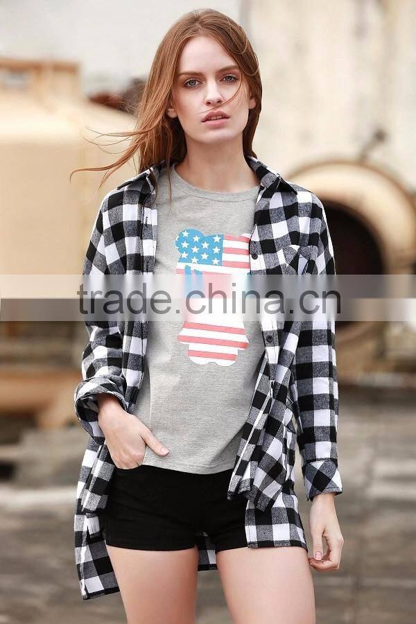 Hot Selling Fashion Women Long Sleeve Custom Plaid Shirt Wholesale Plaid Shirts Women