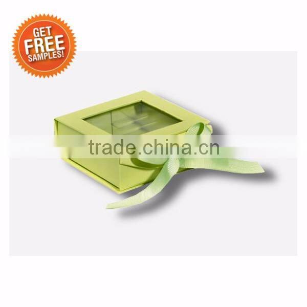 Flat foldable luxury paper packaging boxes with ribbon