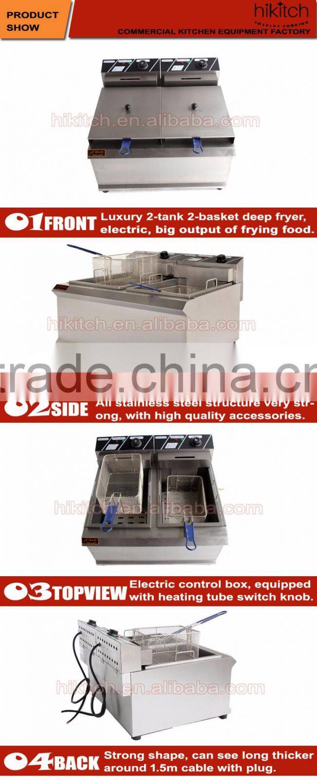 electric 2-tank fryer 2-basket restaurant deep fat steak fryer Guangzhou factory