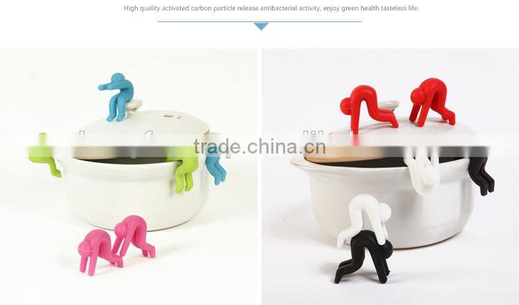 Hot Sale Man Shape Silicone Pot Spill-Proof, Kitchen Gadget, Phone Holder