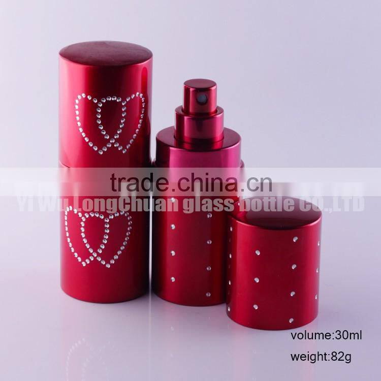 30ml Frosted Colorful Aluminum Atomizer Refillable Perfume Glass Bottles