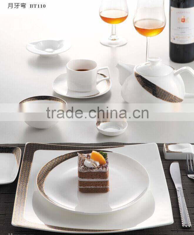 brown color square shape 200ml bone china tea cup and saucer