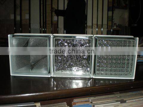 190*190*80mm decorative hollow green cloudy block glass /colored block glass with best price