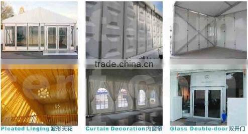 Hexagonal pagoda tent with clear windows