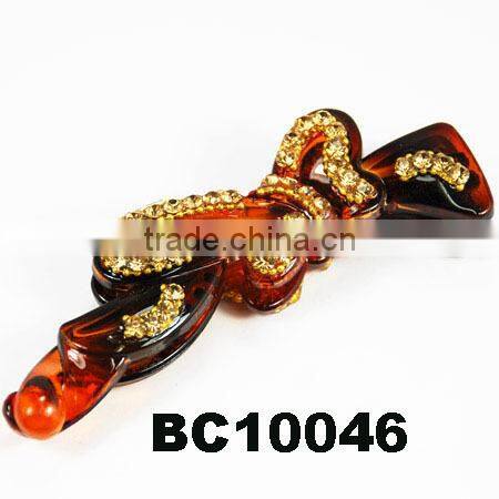 shining crystal banana clip brown plastic hair clips in stock