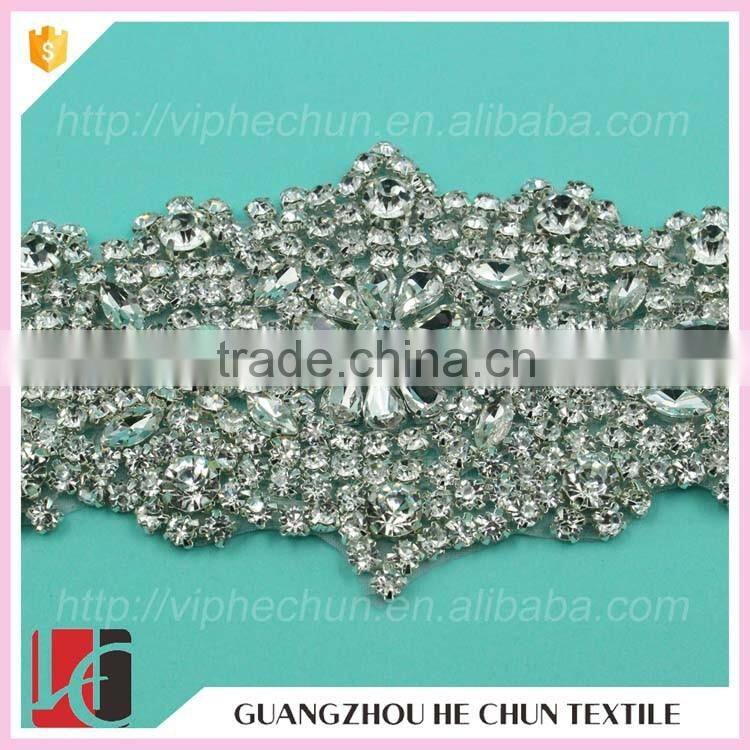 HC-3366 Hechun New Fancy Design Sewing Bling Bead Crystal Applique for Bride