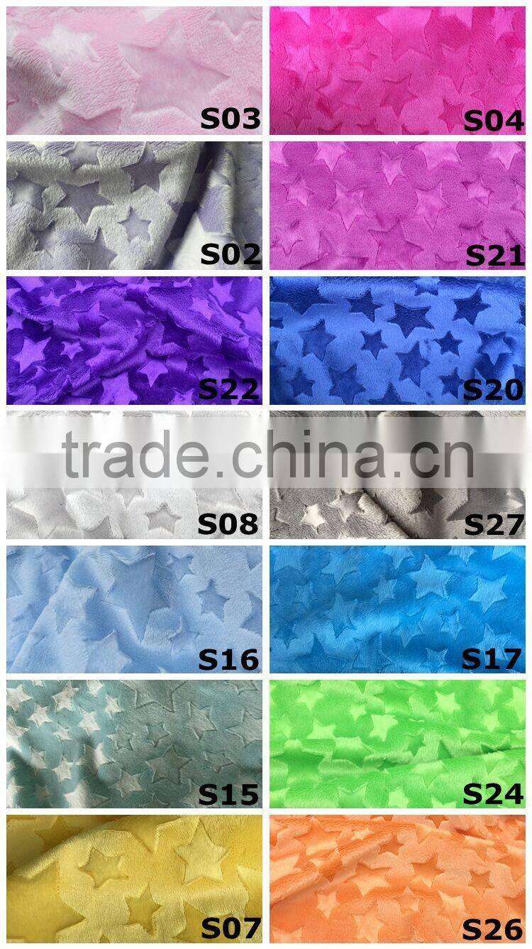 250gsm 50mts MOQ China Factory Low Price Comfortable Star Embossed Minky