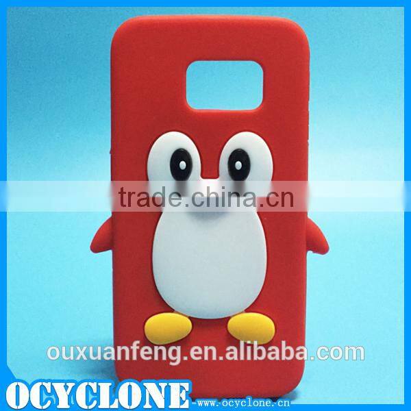 cartoon lovely QQ Penguin Design for Samsung Galaxy S6 Silicone back case