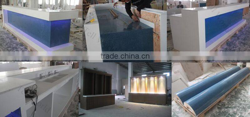 2016 Alibaba Golden Acrylic solid surface bar counter/translucent stone bar table/bar counter for sale