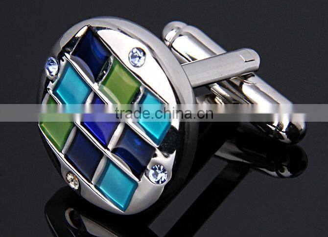 Promotion men's colouful enamelled cufflink and tie clip set