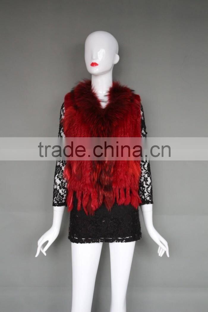 Natural Stylish Fashion Women's Knitted Genuine Rabbit Fur Vest