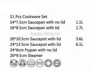 11 pcs induction Stainless Steel cookware set, dinner set