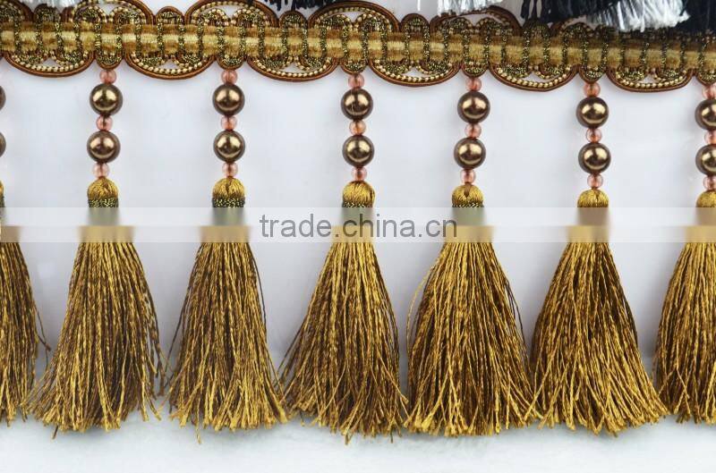 cheap curtain colorful tassel fringe trim,stock fringe curtain tassel