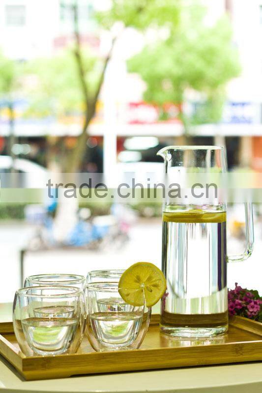 Handmade blown Glass Pitcher 1.2L Heat resistant Pyrex glass pitcher