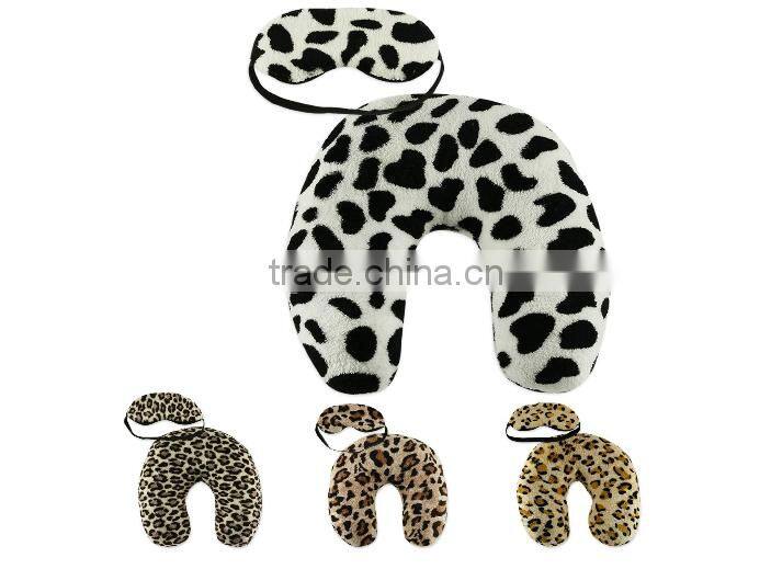 Plush Neck Pillow & Eye Mask Set - Fun Big Cat Prints Pillow Print: Snow Leopard