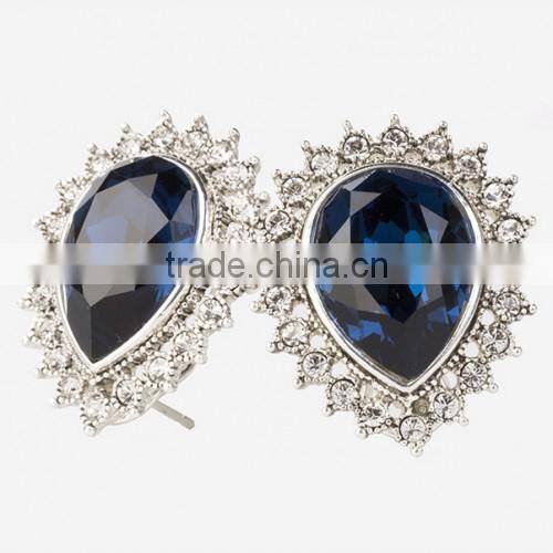 MOQ 5 PCS Fashion Women Earring Gold Earrings With Aquamarine