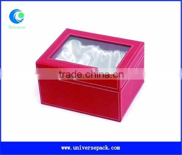 New Snap Fastener Clients Personal Watch Box Black Leather Packing Boxes