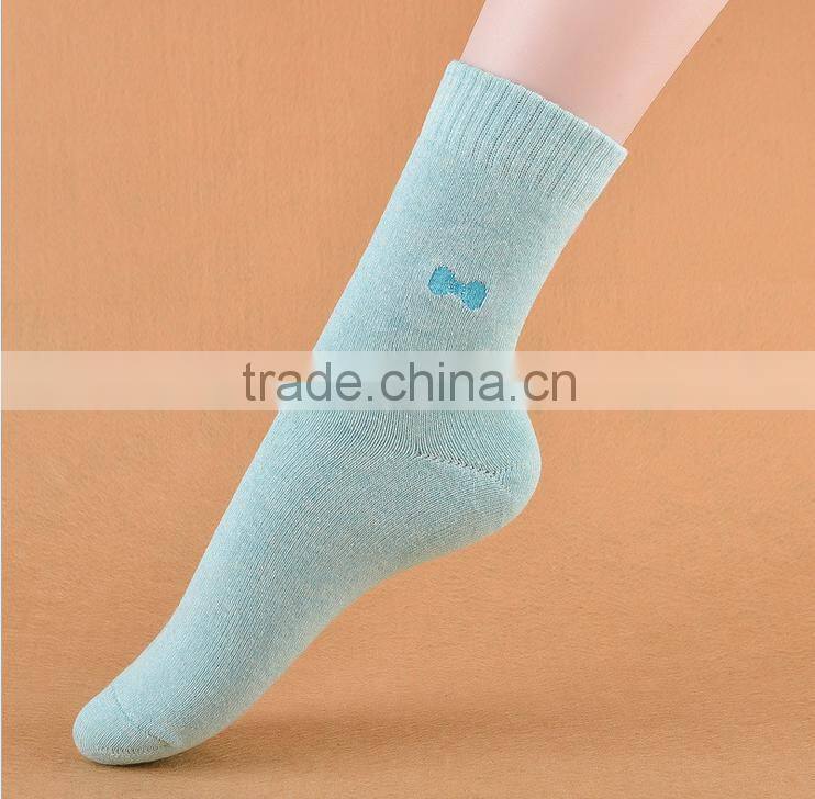 Embroidery bow socks warm thick Terry cotton thick line knitting socks china socks factory