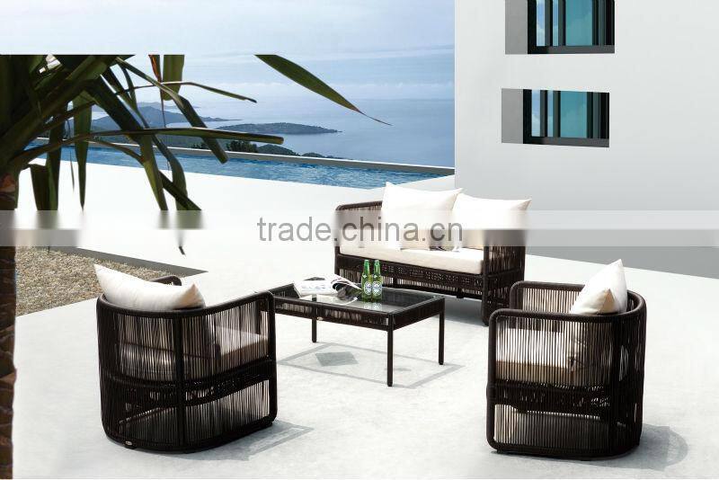 New Design wicker rattan outdoor garden sofa set furniture (1.2mm aluminum frame with powder coated, with 250gr polyeste fabric)