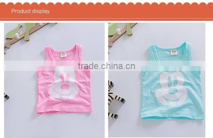 Factory Price Multicolor Children Soft Cotton Cartoon Face Printed Cheap Vest