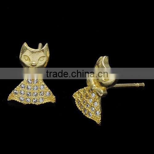 P10070 Fashion jewelry new Design Stainless Steel Stud Earrings Wholesale Beautiful fox stud earrings