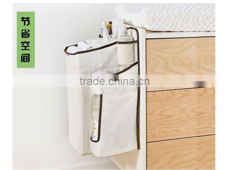 Baby Item Hanging Organizer Bag Baby Crib Side Storage Bag With Compartment