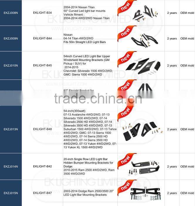 EK LIGHT TUV Factory 07-15 50"/52" 288W/300W Dual led strip mounting bracket