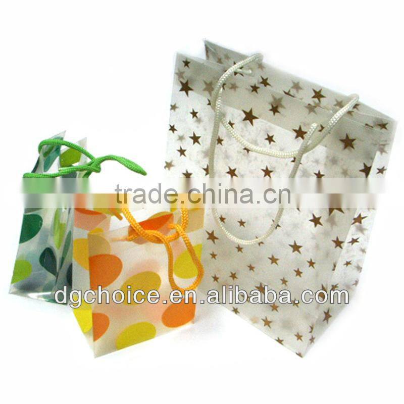 Clear hdpe plastic shopping bag with nylon rope